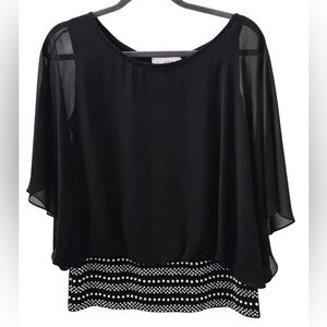 Joseph Ribkoff Black Sheer Embellished Blouse